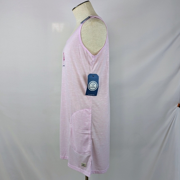 Life Is Good Sleep Shirt Nightgown Sleeveless  Pockets Flower Print Pink M NWT - Picture 9 of 12